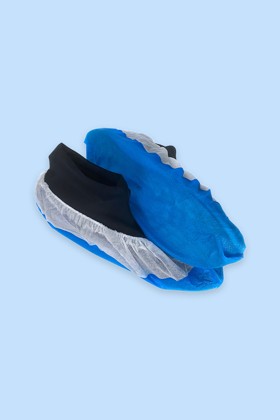 Erősített talpú cipővédő - fehér-kék - 100 db
