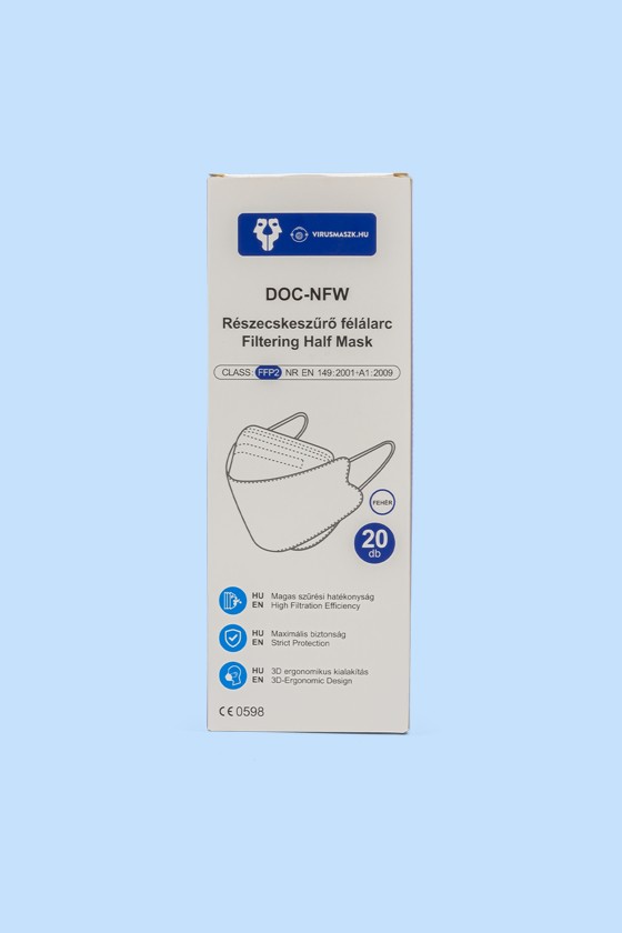 DOC NFW FFP2 CE 0598 ergonomikus maszk - FFP2 maszk (csak szín) - Fehér