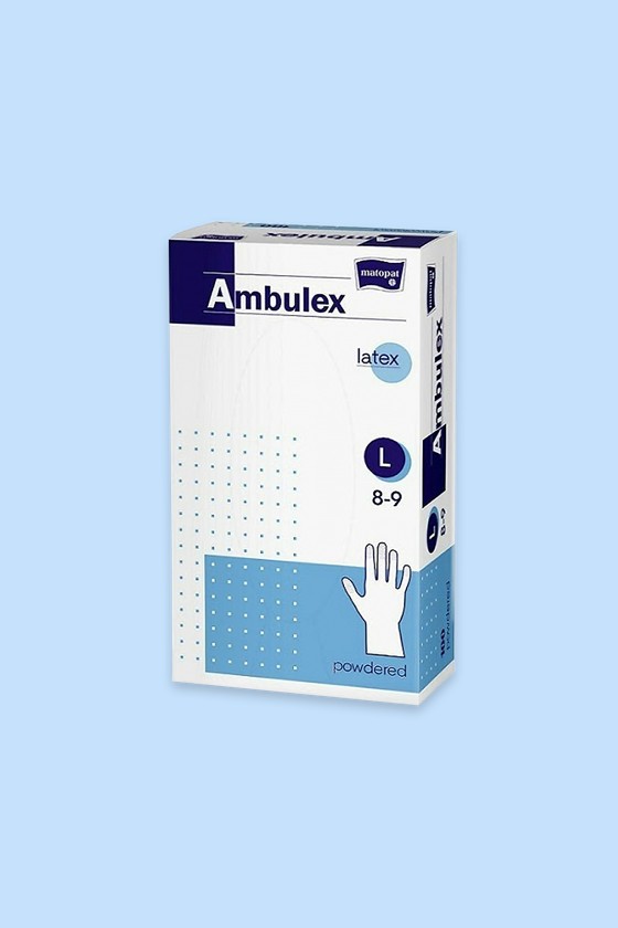 Ambulex Latex egyszerhasználatos kesztyű, púderezett - Latex kesztyű - 100 db - Fehér - XL