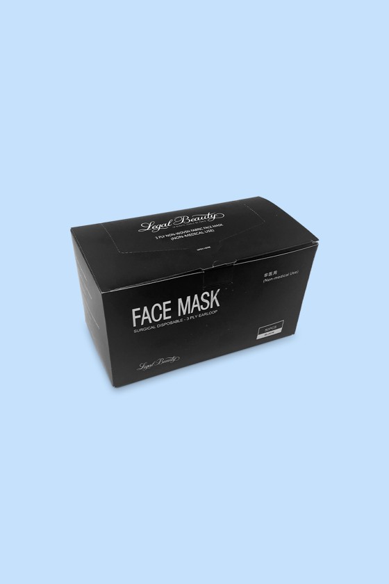 Legal Beauty 3-rétegű egészségügyi arcmaszk - Arcmaszk - 50 db - Fekete