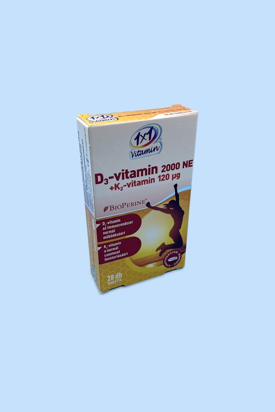 1×1 Vitamin D3-vitamin 2000 NE + K2-vitamin 120 μg BioPerine®-nel filmtabletta - Kapszula - 1 doboz