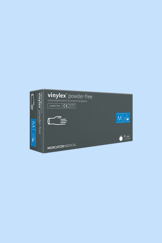 Mercator vinylex púdermentes univerzális vinil vizsgálókesztyű - Vinyl kesztyű - 100 db - Áttetsző - M