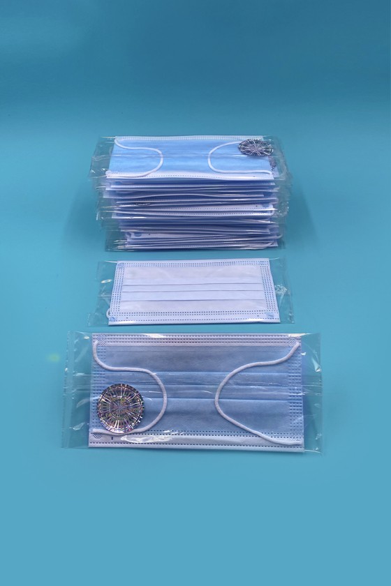 Háromrétegű egészségügyi arcmaszk - egyesével csomagolva - Arcmaszk - 50 db - Kék