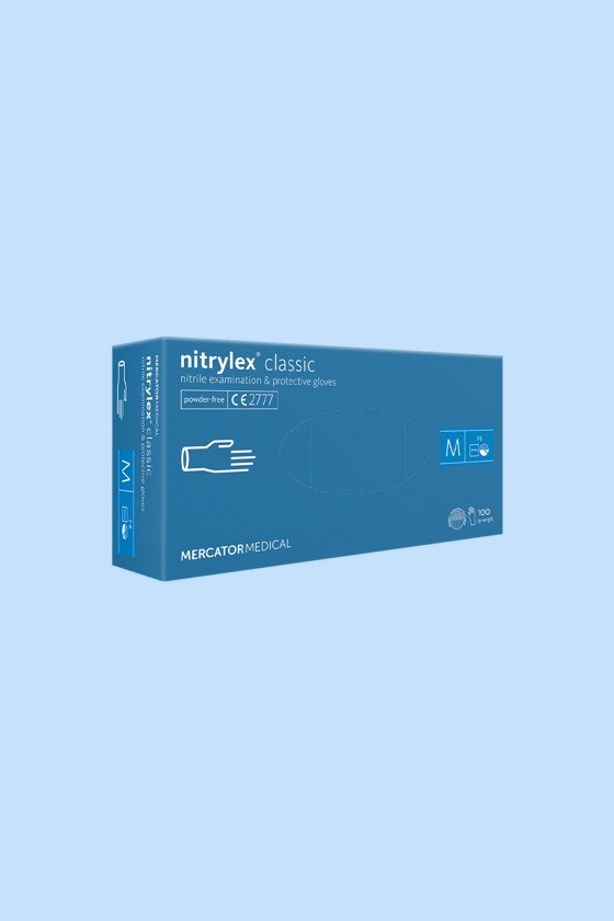 Mercator nitrylex® orvosi púdermentes nitril kesztyű - Nitril kesztyű - Kék - L