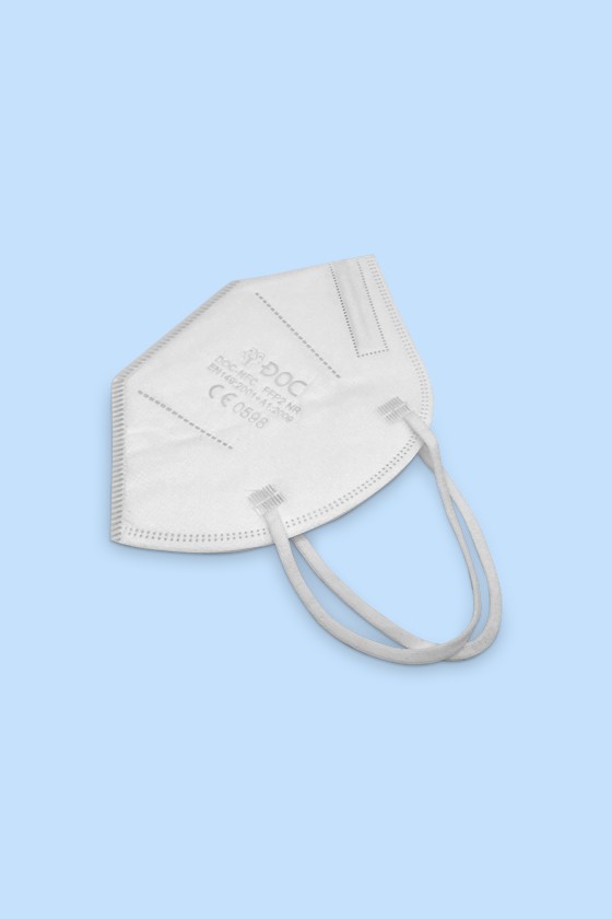 DOC NFC fülpántos FFP2 CE 0598 fehér maszk - FFP2 maszk (mennyiség, szín és szelep) - 50 db - Fehér - Szelep nélküli