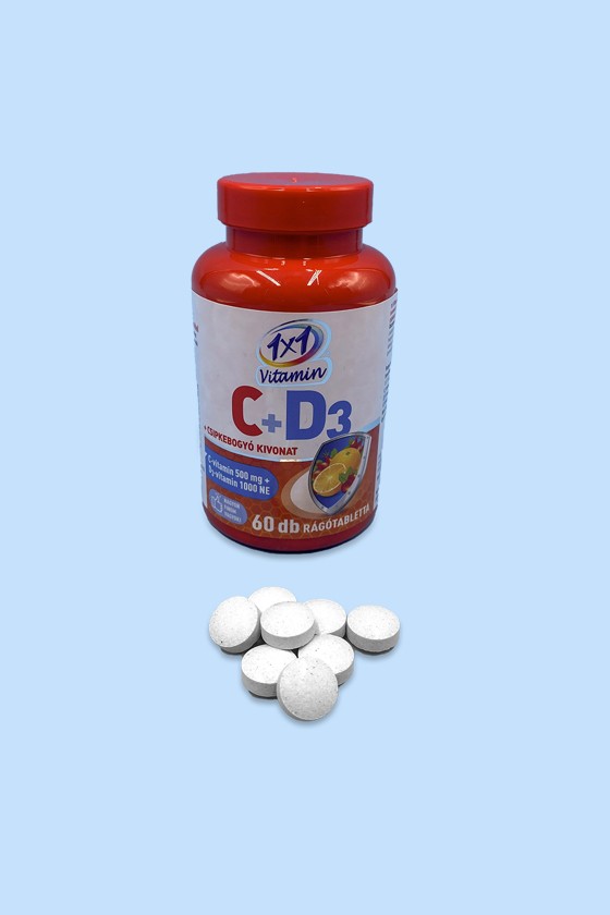 1×1 Vitamin 500 mg C-vitamin + 1000 NE D3 rágótabletta csipkebogyóval - Kapszula - 1 doboz