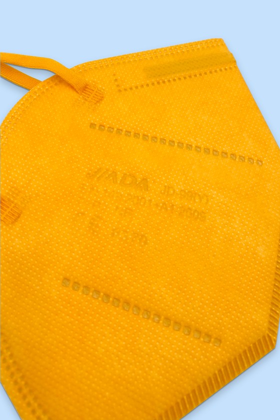 Jiada FFP2 CE 0370 - FFP2 maszk (mennyiség, szín és szelep) - 20 db - Sárga - Szelep nélküli