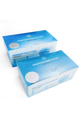 Háromrétegű egészségügyi arcmaszk - Arcmaszk - 20 x 50 db - Kék