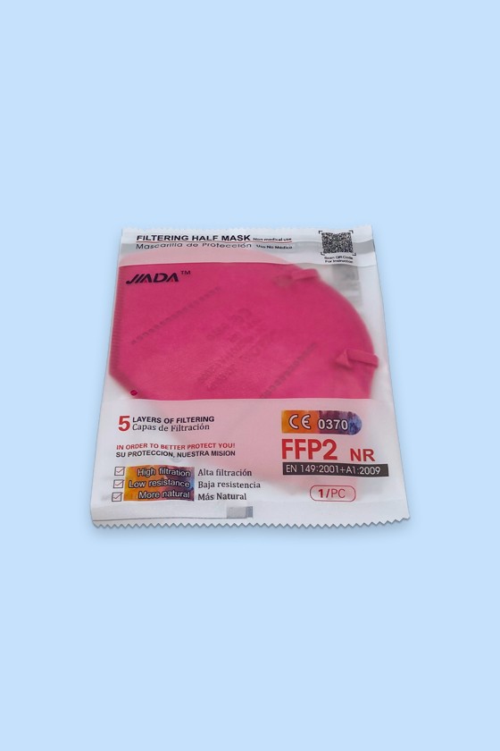 Jiada FFP2 CE 0370 - FFP2 maszk (mennyiség, szín és szelep) - 20 db - Rózsaszín - Szelep nélküli