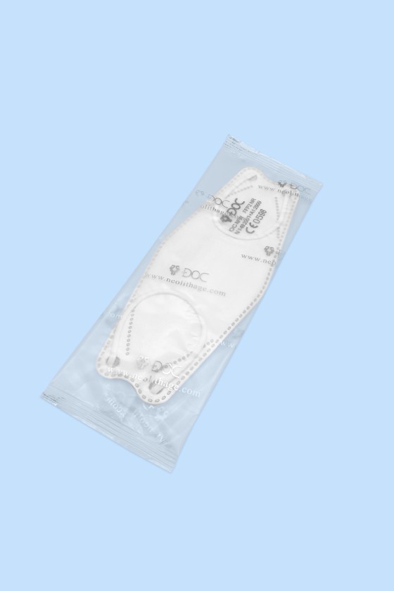 DOC NFW FFP2 CE 0598 ergonomikus maszk - FFP2 maszk (szín és szelep) - Fehér - Szelep nélküli