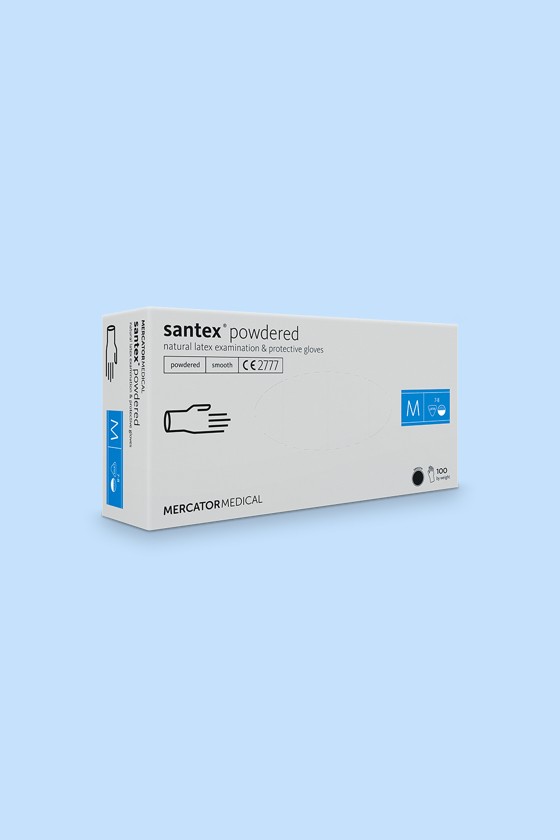 Mercator Santex rugalmas latex púderezett orvosi kesztyű - Latex kesztyű - 100 db - Fehér - XL