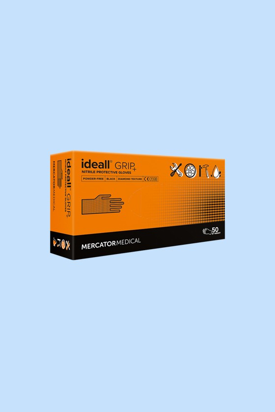 Mercator ideall® grip+ speciális ipari védőkesztyű - Nitril kesztyű - Fekete - XL