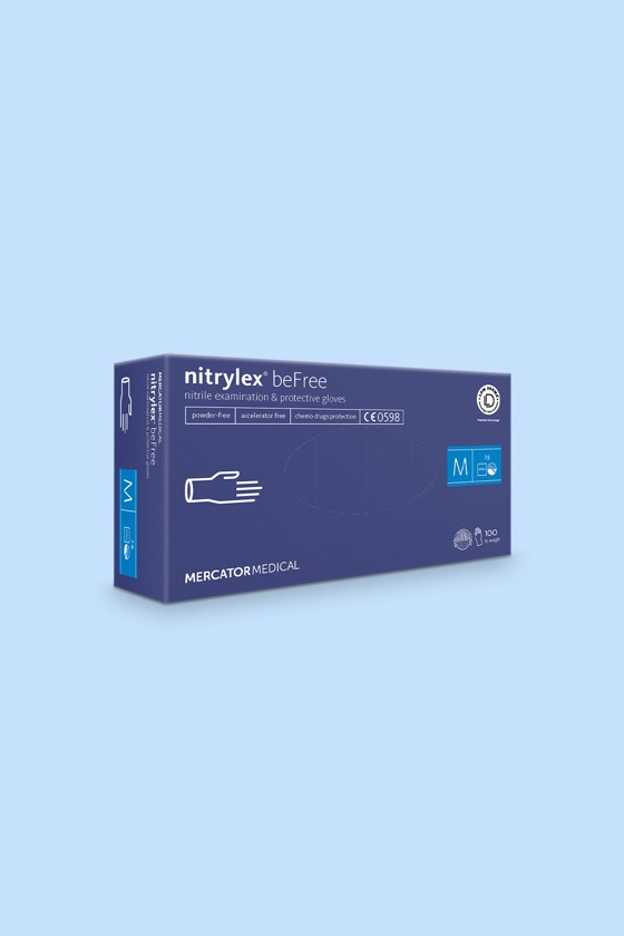 Mercator nitrylex® beFree púdermentes védőkesztyű - Nitril kesztyű - Kék - Normál - M
