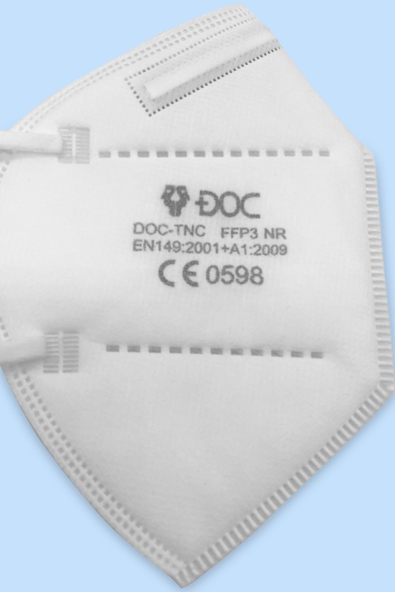 DOC TNC fülpántos FFP3 CE 0598 fehér maszk - FFP3 maszk - 40 db - Fehér - Szelep nélküli