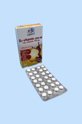 1×1 Vitamin D3-vitamin 2000 NE + K2-vitamin 120 μg BioPerine®-nel filmtabletta - 1x28 szem - 1 db