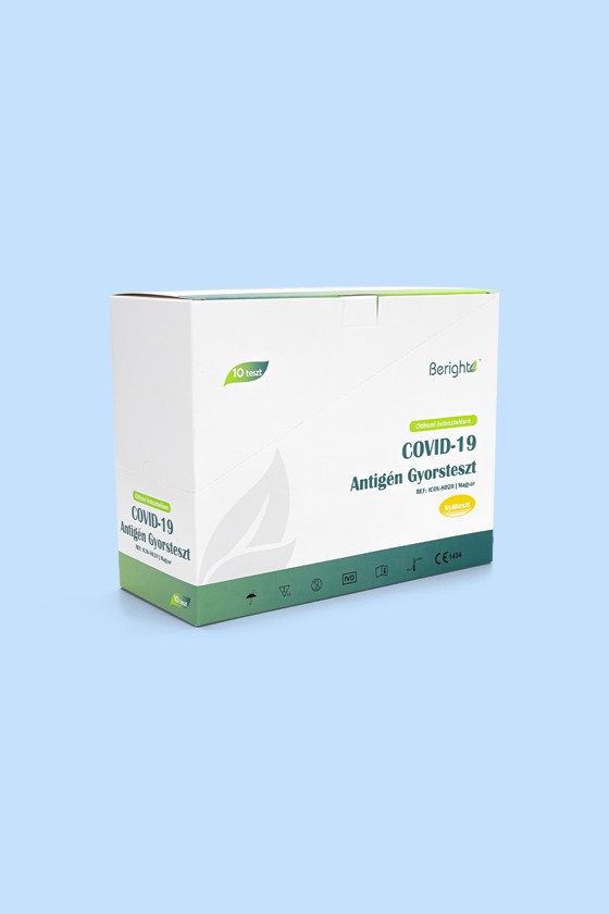 ALLTEST Beright COVID-19 gyorsteszt otthoni felhasználásra - 1 db tesztkészlet - SARS-CoV-2 teszt - 100 x 1 db - Antigén (Ag) Nyál