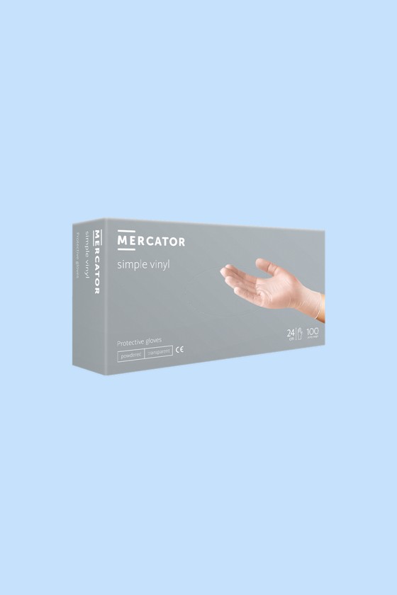 Mercator vinyl púderes áttetsző professzionális kesztyű - Vinyl kesztyű - 100 db - XS