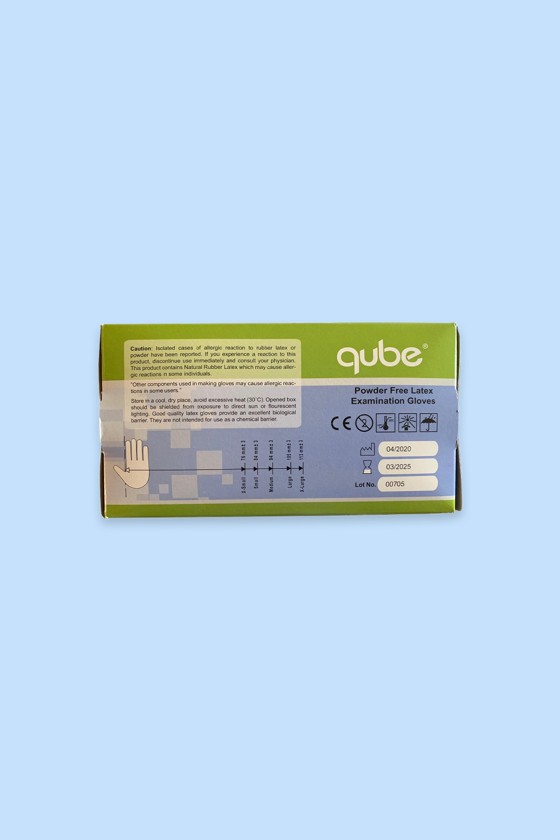QUBE - Púdermentes latex kesztyű - Latex kesztyű - 100 db - Fehér - L