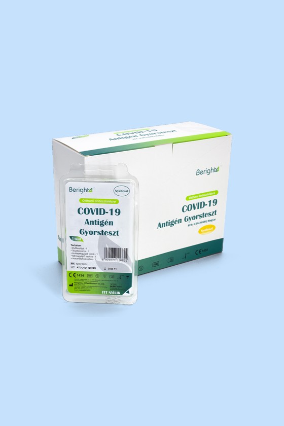 ALLTEST Beright COVID-19 gyorsteszt otthoni felhasználásra - 1 db tesztkészlet - SARS-CoV-2 teszt - 100 x 1 db - Antigén (Ag) Nyál