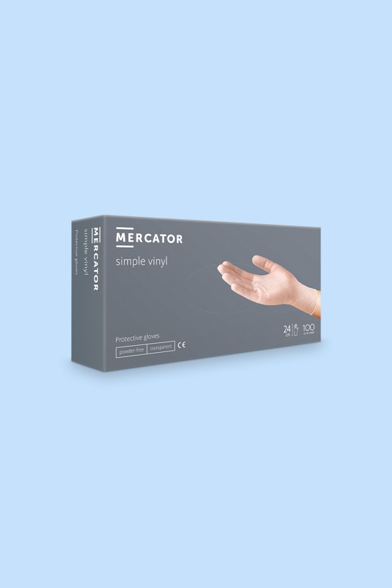 Mercator vinyl púdermentes áttetsző professzionális kesztyű - Vinyl kesztyű - 100 db - Áttetsző - S