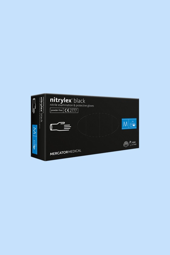 Mercator nitrylex® orvosi púdermentes nitril kesztyű - Nitril kesztyű - Fekete - XL