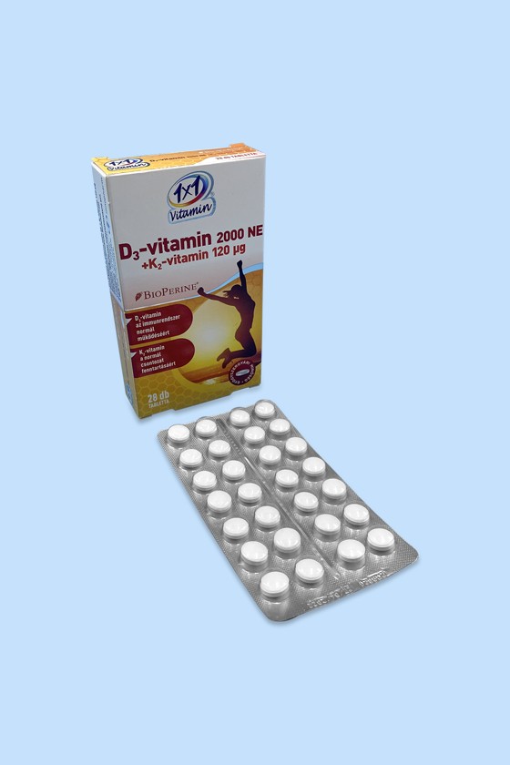 1×1 Vitamin D3-vitamin 2000 NE + K2-vitamin 120 μg BioPerine®-nel filmtabletta - Kapszula - 1 doboz