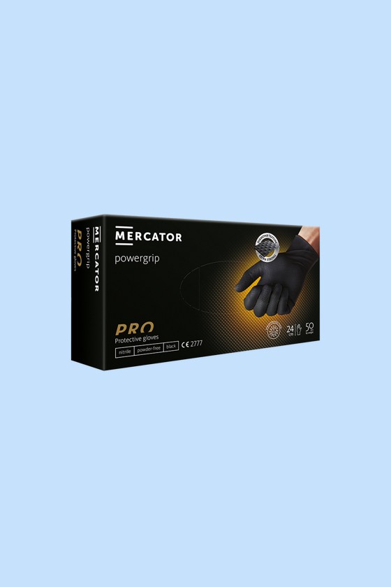 MERCATOR powergrip speciális ipari védőkesztyű - Nitril kesztyű - Fekete - M