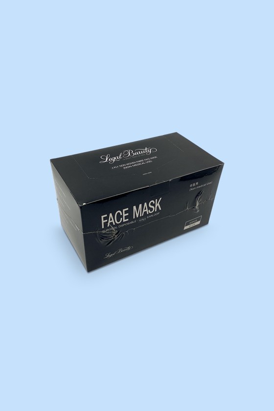 Legal Beauty 4 rétegű egészségügyi arcmaszk - 4 rétegű arcmaszk - 50 db - Fekete - Felnőtt